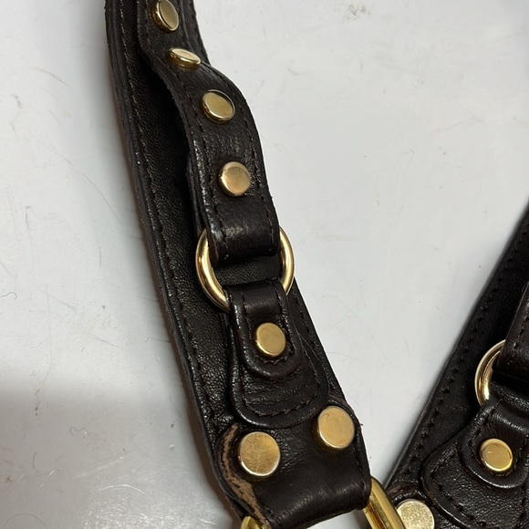 ABACO BROWN BELT STUDDED WITH GOLD GROMMETS AND BUCKLES SZ M main image 9